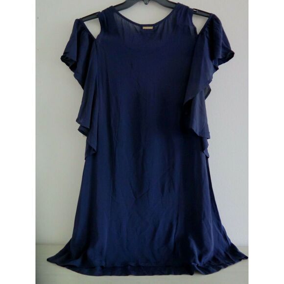 Michael Kors MM4H564 Women Sz XS Navy Blue Cold Shoulder Cover Up Dress $80 - Picture 2 of 5